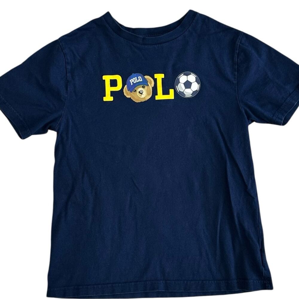 POLO RALPH LAUREN Soccer Bear Navy Tee Size M (10-12)